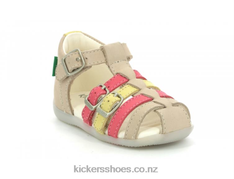 Kickers Kids Bigfor Beige Pink Yellow NPZDR494