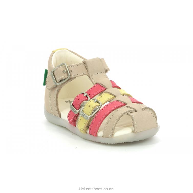 Kickers Kids Bigfor Beige Pink Yellow NPZDR494