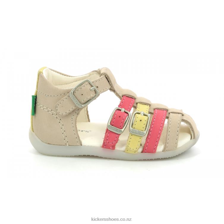 Kickers Kids Bigfor Beige Pink Yellow NPZDR494