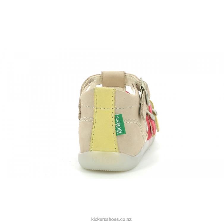 Kickers Kids Bigfor Beige Pink Yellow NPZDR494