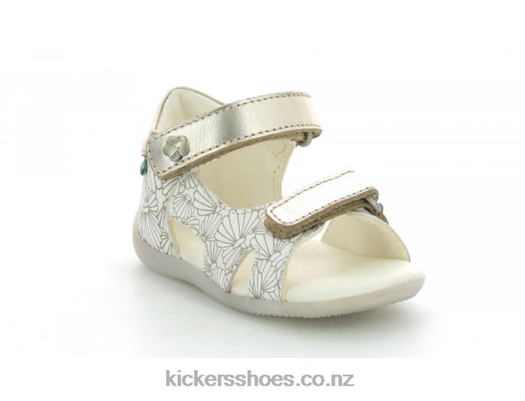 Kickers Kids Binsia-2 White Silver Seashell NPZDR380