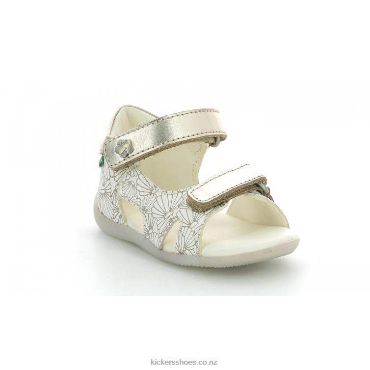 Kickers Kids Binsia-2 White Silver Seashell NPZDR380