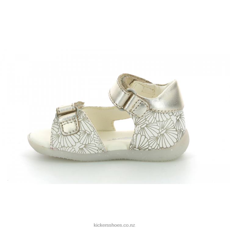 Kickers Kids Binsia-2 White Silver Seashell NPZDR380