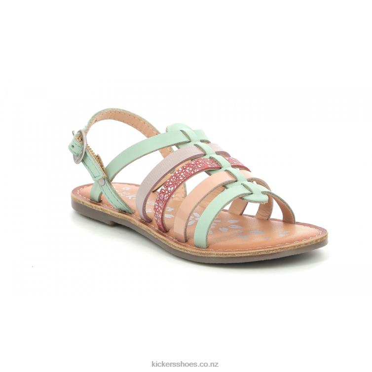 Kickers Kids Dixon Light Green Pink Purple NPZDR422