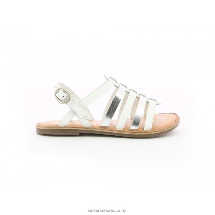 Kickers Kids Dixon White Silver NPZDR416