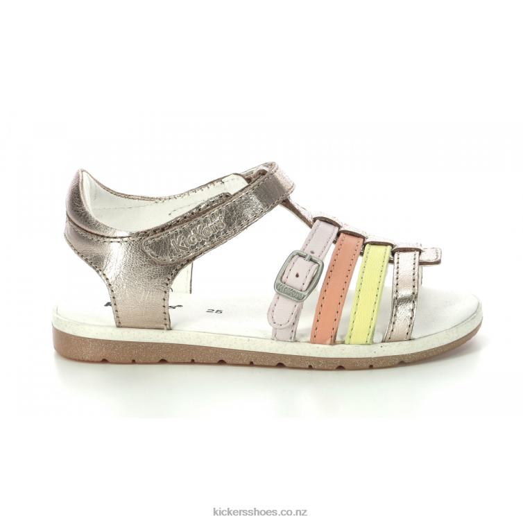 Kickers Kids Gilianna Gold Pink Orange NPZDR479