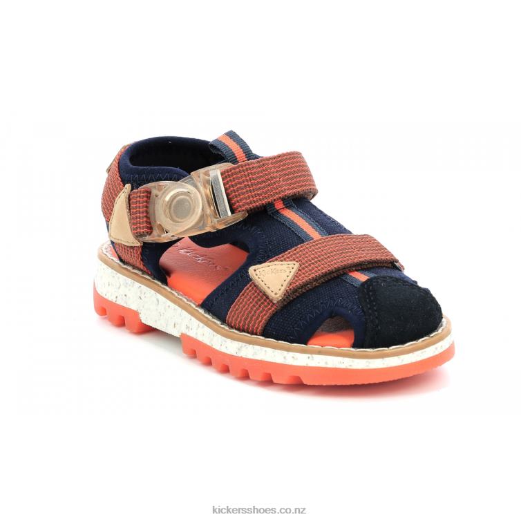 Kickers Kids Kickclic Navy Orange NPZDR450