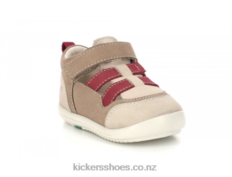Kickers Kids Klony Beige Red NPZDR419