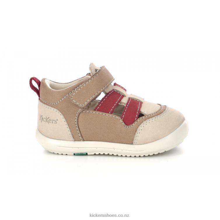 Kickers Kids Klony Beige Red NPZDR419