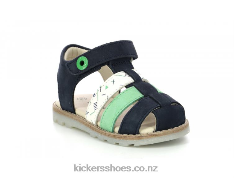 Kickers Kids Nonosti Navy Green White Marina NPZDR399