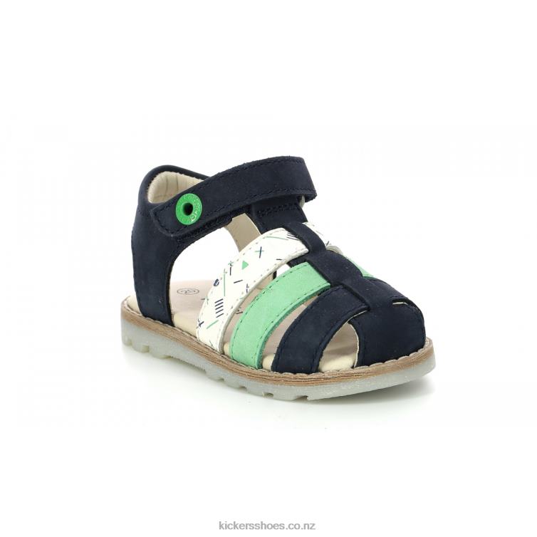 Kickers Kids Nonosti Navy Green White Marina NPZDR399