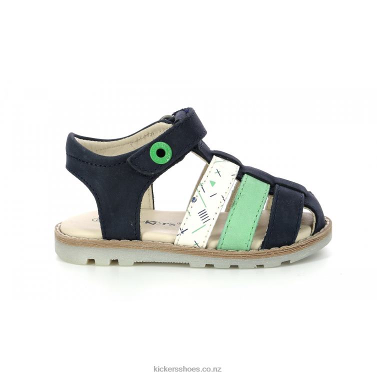 Kickers Kids Nonosti Navy Green White Marina NPZDR399