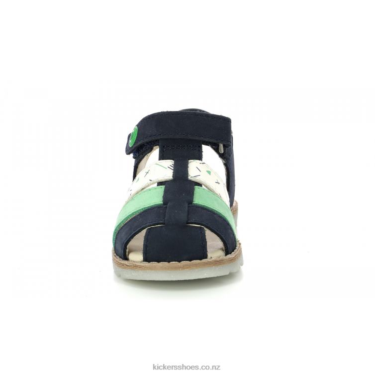 Kickers Kids Nonosti Navy Green White Marina NPZDR399