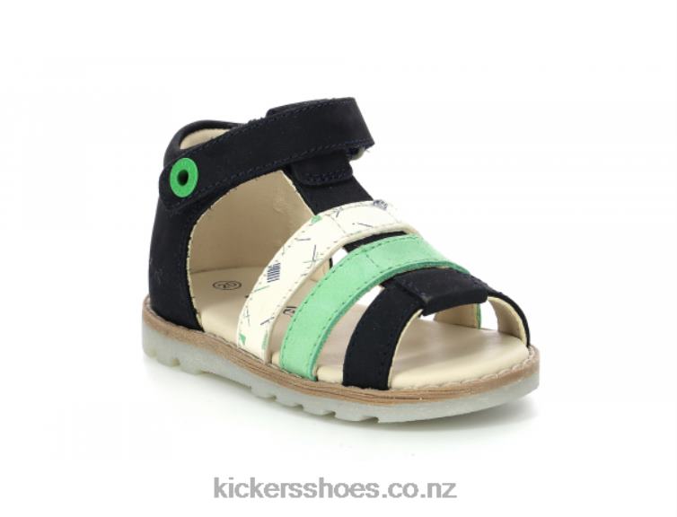 Kickers Kids Noopi Navy Green White Marina NPZDR387