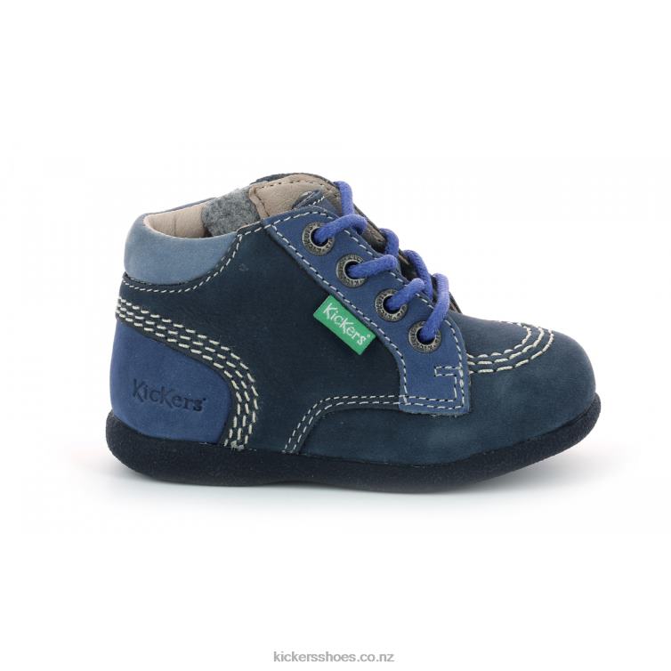 Kickers Kids Babystan Zip Navy Blue Tricolor NPZDR924