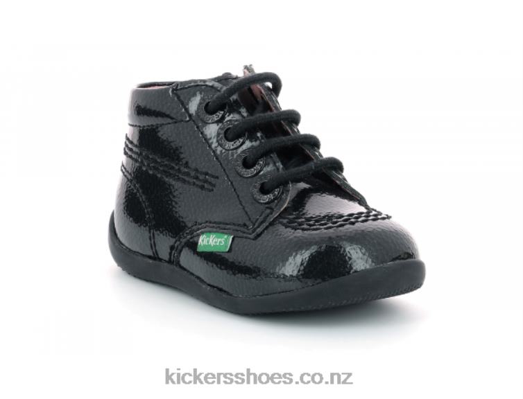 Kickers Kids Billista Zip Black Perm Patent NPZDR912