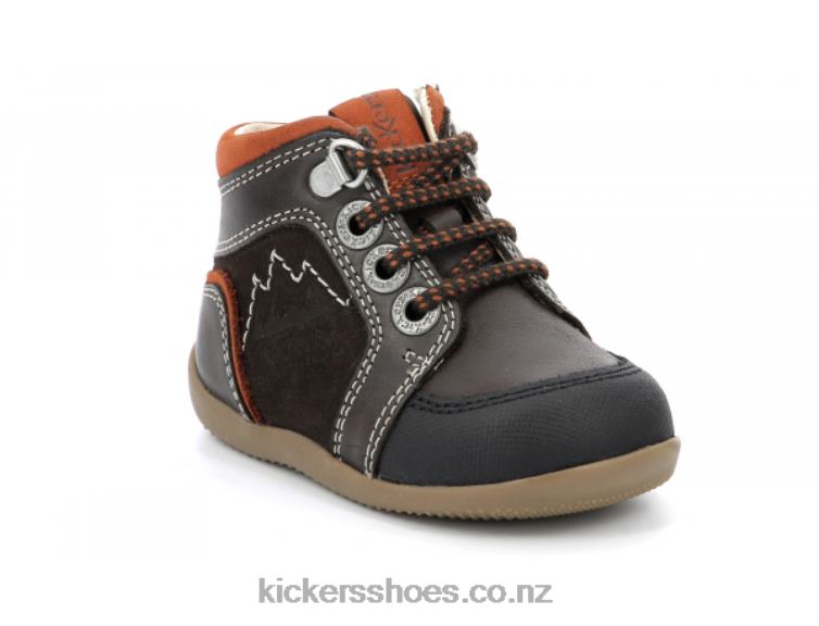 Kickers Kids Bins Mountain Dark Brown Orange NPZDR797