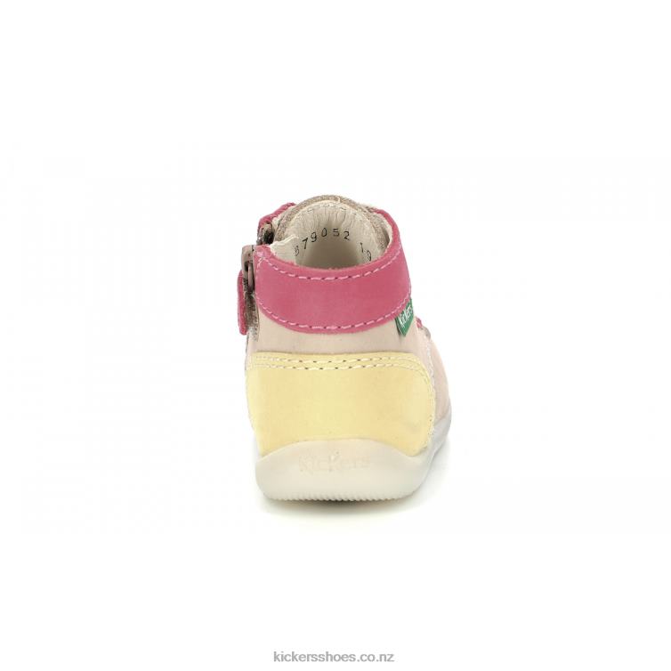 Kickers Kids Bonzip-2 Beige Pink Yellow NPZDR768