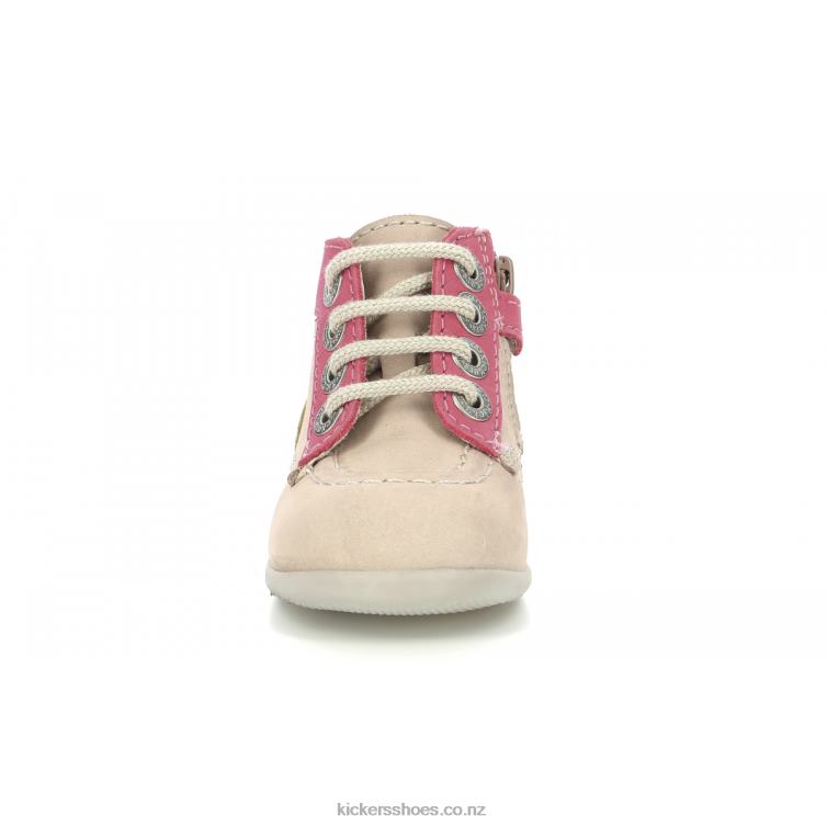Kickers Kids Bonzip-2 Beige Pink Yellow NPZDR768