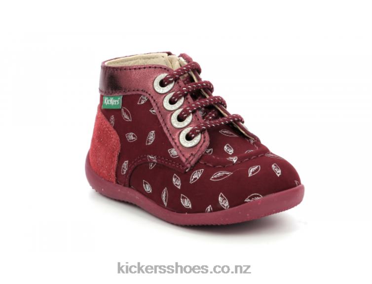 Kickers Kids Bonzip-2 Burgundy Printed NPZDR770