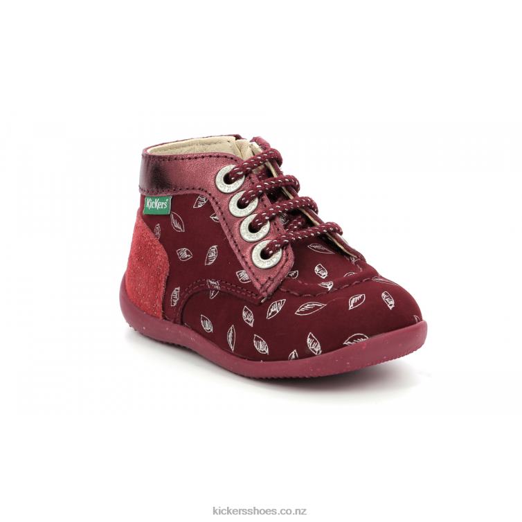 Kickers Kids Bonzip-2 Burgundy Printed NPZDR770