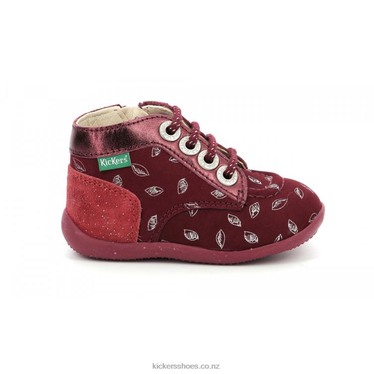 Kickers Kids Bonzip-2 Burgundy Printed NPZDR770
