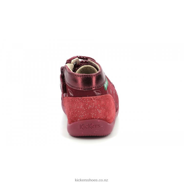 Kickers Kids Bonzip-2 Burgundy Printed NPZDR770