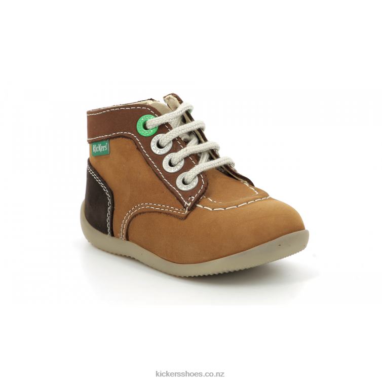 Kickers Kids Bonzip-2 Camel Brown Tricolor NPZDR780