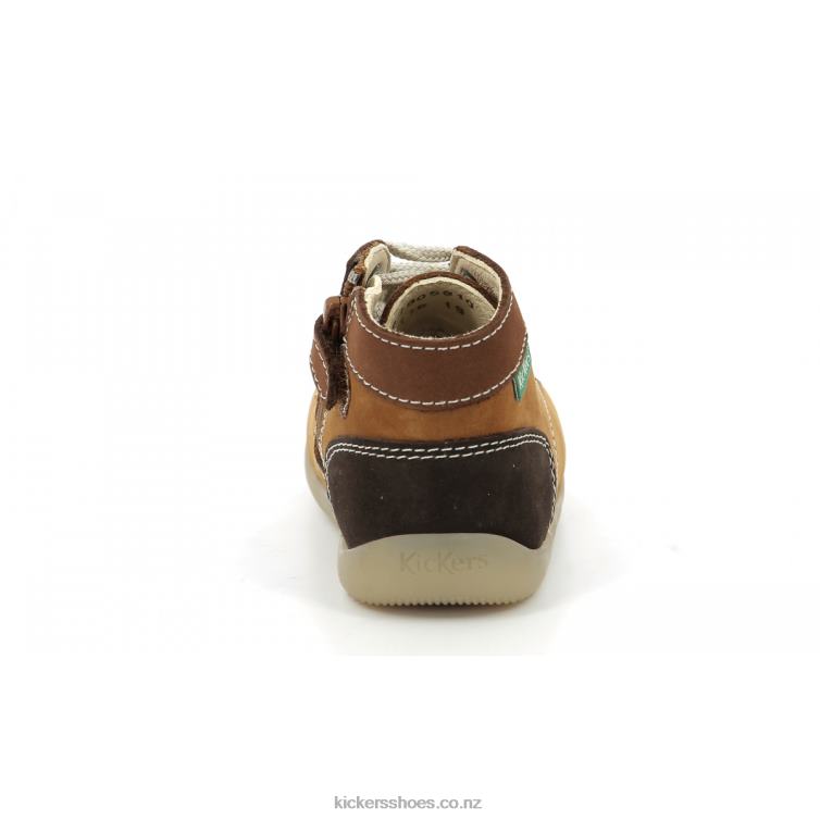 Kickers Kids Bonzip-2 Camel Brown Tricolor NPZDR780