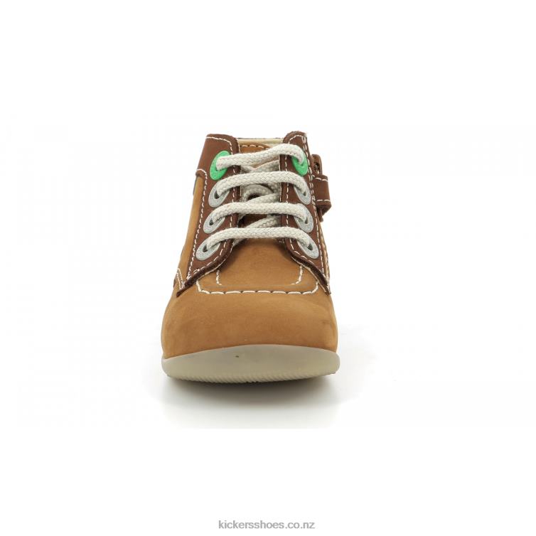 Kickers Kids Bonzip-2 Camel Brown Tricolor NPZDR780