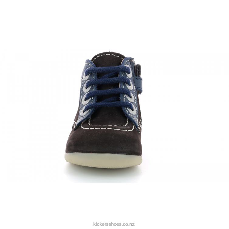 Kickers Kids Bonzip-2 Dark Brown Navy NPZDR773