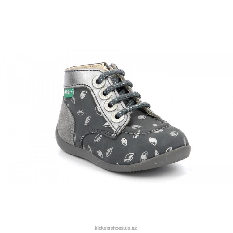 Kickers Kids Bonzip-2 Dark Grey Printed NPZDR771