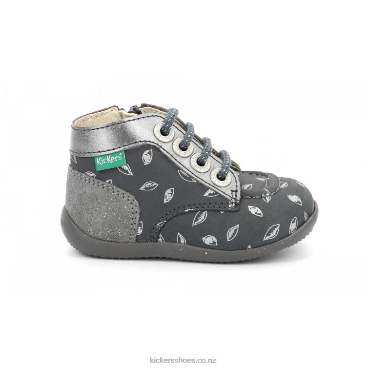 Kickers Kids Bonzip-2 Dark Grey Printed NPZDR771