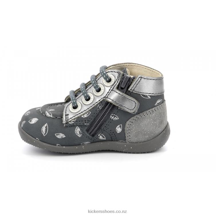 Kickers Kids Bonzip-2 Dark Grey Printed NPZDR771