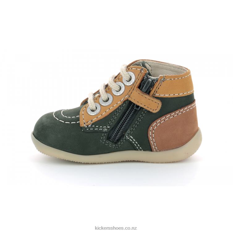 Kickers Kids Bonzip-2 Khaki Yellow Camel NPZDR775