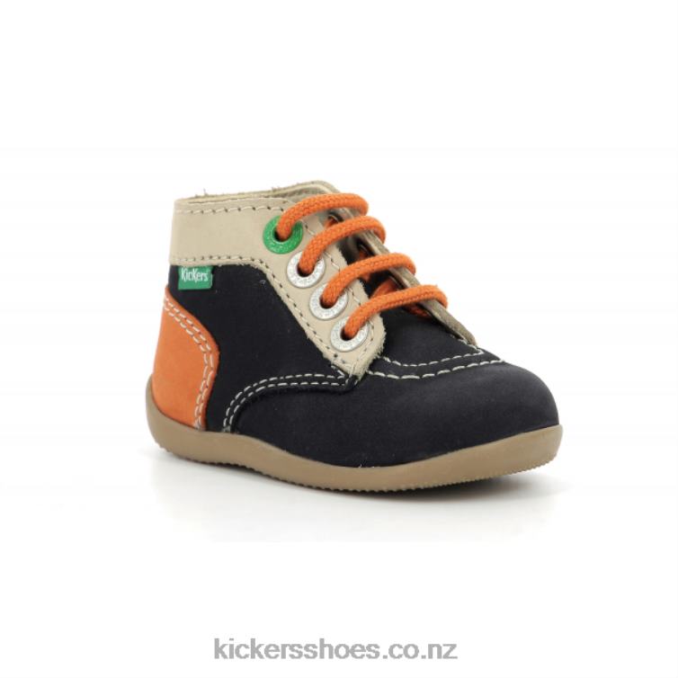 Kickers Kids Bonzip-2 Navy Beige Orange NPZDR767