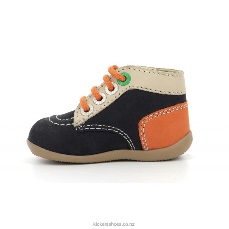 Kickers Kids Bonzip-2 Navy Beige Orange NPZDR767