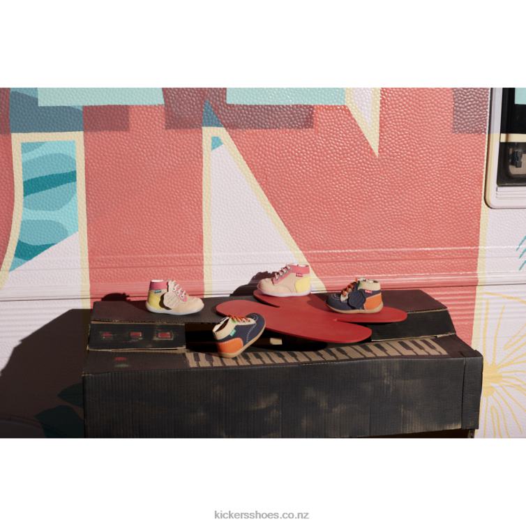 Kickers Kids Bonzip-2 Navy Beige Orange NPZDR767