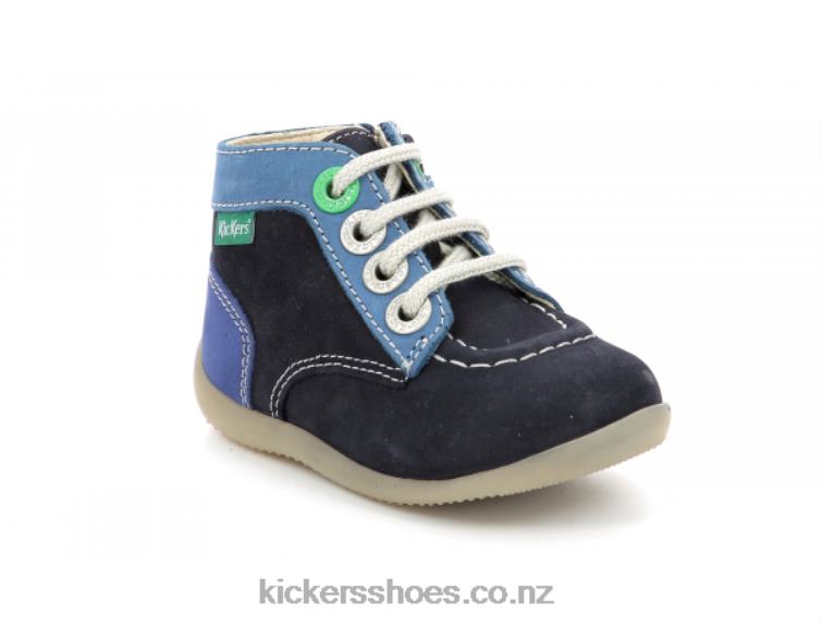 Kickers Kids Bonzip-2 Navy Blue Tricolor NPZDR779