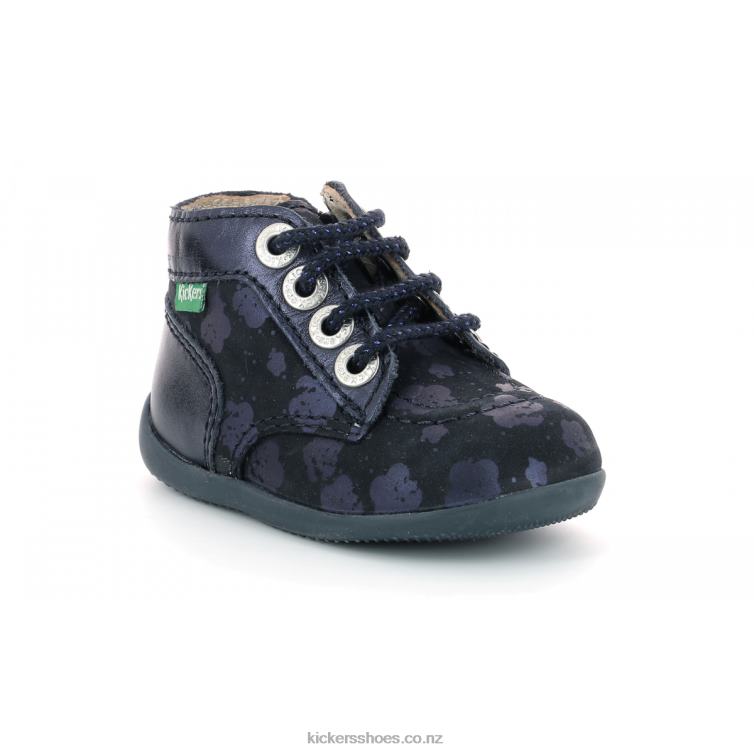 Kickers Kids Bonzip-2 Navy Flower NPZDR920