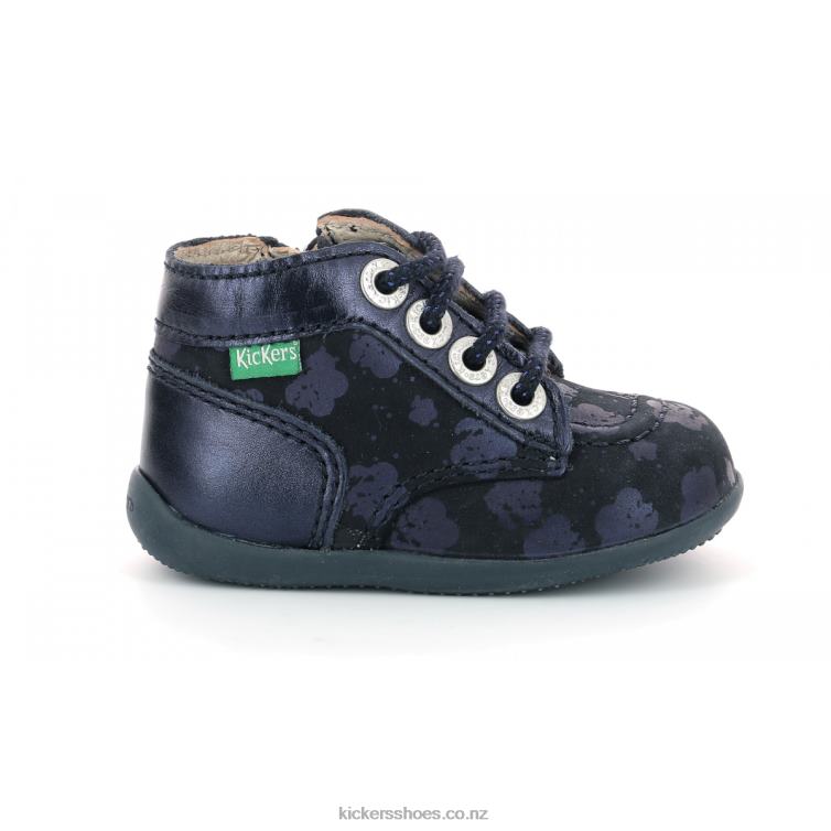 Kickers Kids Bonzip-2 Navy Flower NPZDR920
