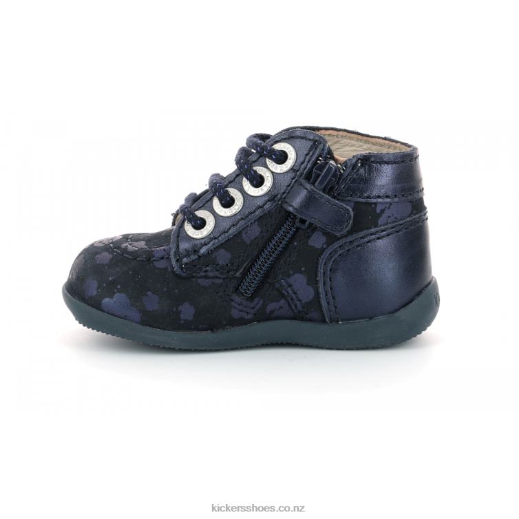 Kickers Kids Bonzip-2 Navy Flower NPZDR920