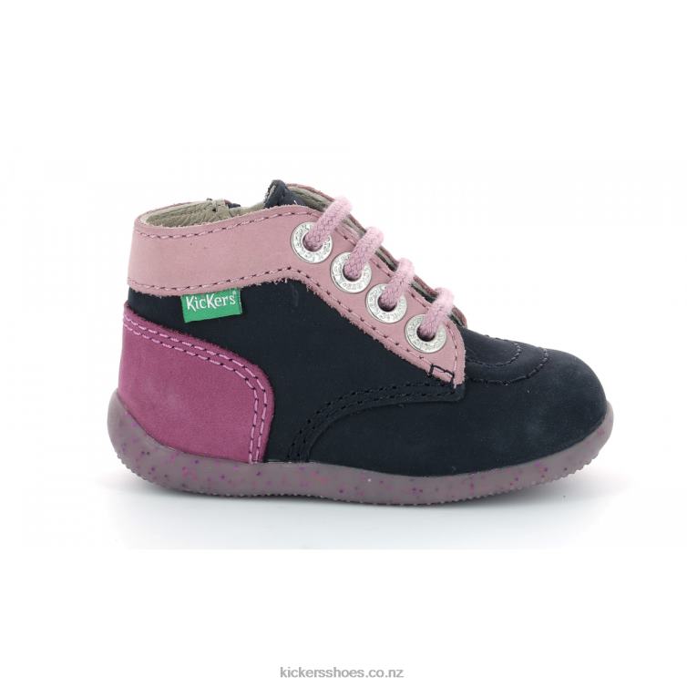 Kickers Kids Bonzip-2 Navy Pink Tricolor NPZDR921
