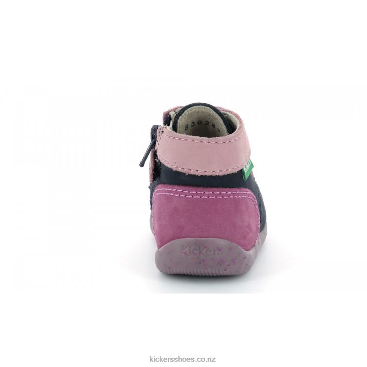Kickers Kids Bonzip-2 Navy Pink Tricolor NPZDR921