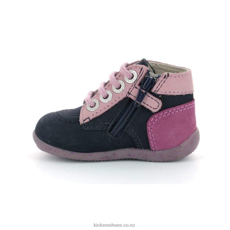 Kickers Kids Bonzip-2 Navy Pink Tricolor NPZDR921