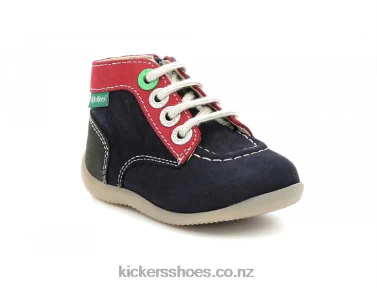Kickers Kids Bonzip-2 Navy Red Green NPZDR778