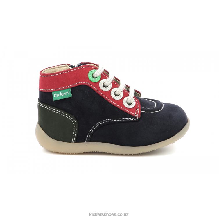 Kickers Kids Bonzip-2 Navy Red Green NPZDR778