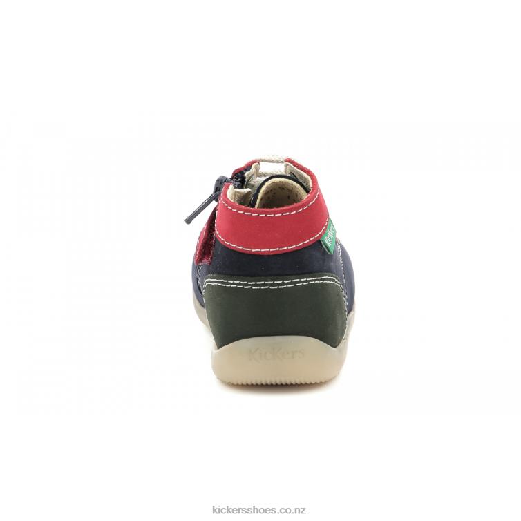 Kickers Kids Bonzip-2 Navy Red Green NPZDR778