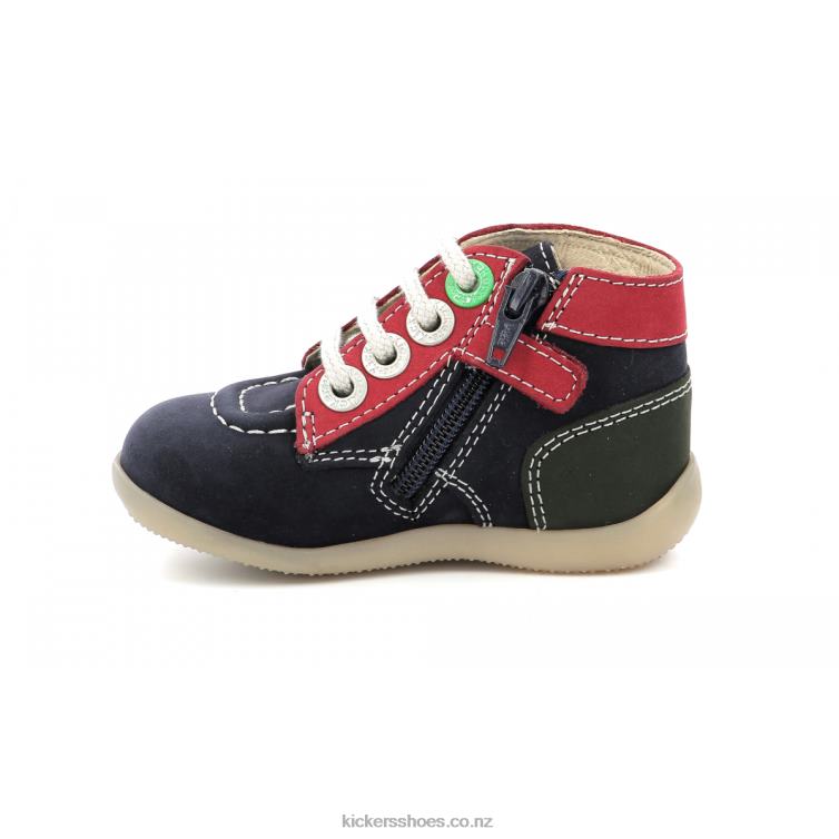 Kickers Kids Bonzip-2 Navy Red Green NPZDR778