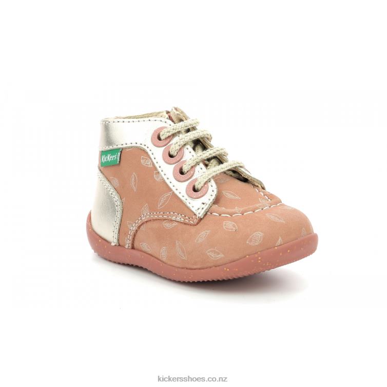 Kickers Kids Bonzip-2 Pink Gold Printed NPZDR766
